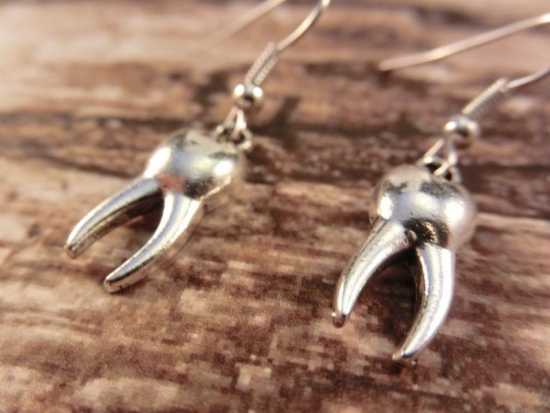 Preview: Zahn Ohrringe Vintage Optik Zähne Zahnarzt tooth